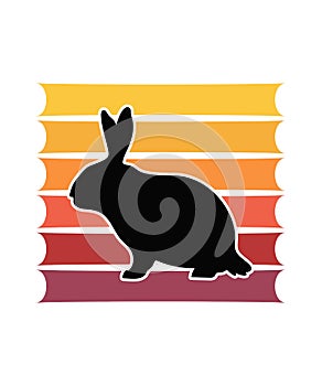 Rabbit Retro Sunset Design template