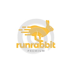 Rabbit run with fast logo design vector graphic symbol icon illustration creative idea