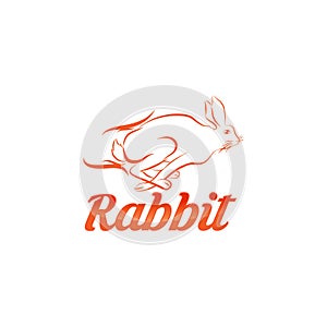 Rabbit Running with a hi-speed,Rabbit Logo Template. Retro Vector Illustration