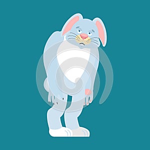 Rabbit sad. Hare sorrowfu. Animal dull. Vector illustration