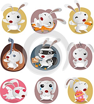 Rabbit Set Bunny, Cony, Leveret with carrot