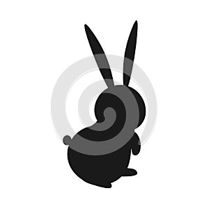 Rabbit silhouette in vector. Easter bunny. Can be used as a stencil or template for festive decorations, postcards, shop