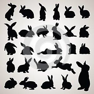 rabbit silhouettes. Vector illustration decorative background design