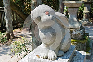 Rabbit Statue at Okazaki Shrine in Kyoto, Japan. The Shrine originally built in 794