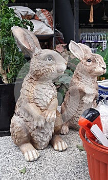 Rabbit statues for garden decoration