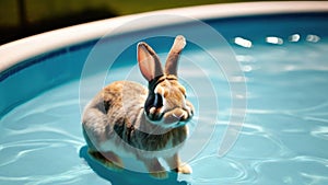 Rabbit In A Swimming Pool