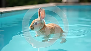 Rabbit In A Swimming Pool