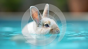 Rabbit In A Swimming Pool