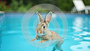 Rabbit In A Swimming Pool