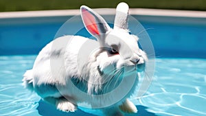 Rabbit In A Swimming Pool