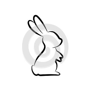 Rabbit symbol. Hare sign. Hare, rabbit icon. Animal silhouette. Vector minimalist illustration.