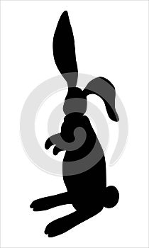 Rabbit vector black silhouette isolated