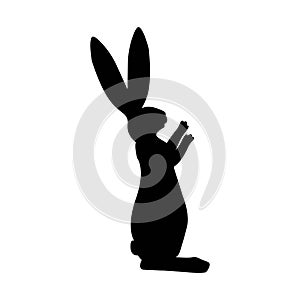 Rabbit vector black silhouette isolated