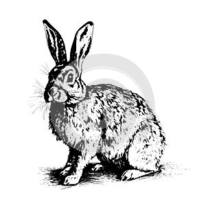 rabbit vector drawing. Isolated hand drawn, engraved style illustration