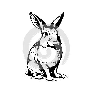 rabbit vector drawing. Isolated hand drawn, engraved style illustration