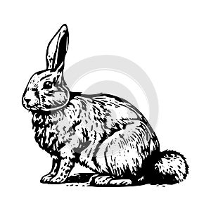 rabbit vector drawing. Isolated hand drawn, engraved style illustration