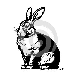 rabbit vector drawing. Isolated hand drawn, engraved style illustration