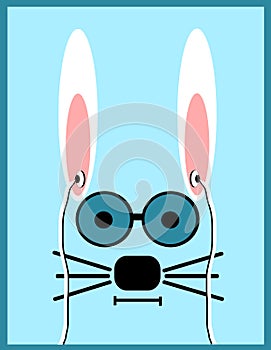 Rabbit wearing glasses and earphones