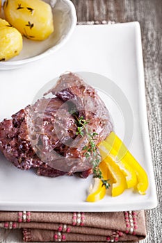 Rabbit with winy sauce