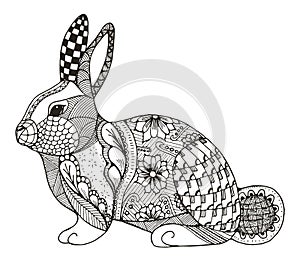 Rabbit zentangle stylized