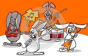 Rabbits rock music band cartoon