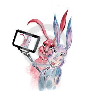 Rabbits take selfie
