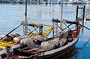 Rabelo boats on the Douro River. Porto, Portugal