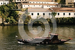 Rabelo turistic boat at Douro river Porto.