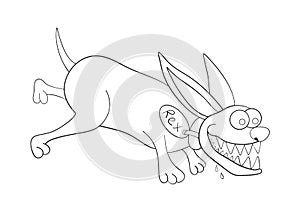 Rabid dog isolated on white background. Domestic pet. Vector illustration