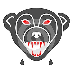 Rabies in a dog solid icon, Diseases of pets concept, angry animal sign on white background, Rabid dog icon in glyph