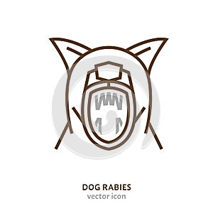 Rabies in dogs sign. Zoonotic disease linear pictogram.