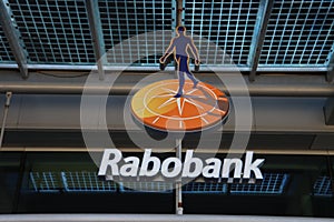 Rabobank logo on the head office in Utrecht