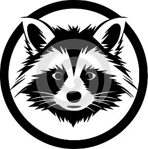 Raccoon - black and white isolated icon - vector illustration