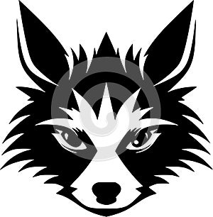 Raccoon - black and white isolated icon - vector illustration