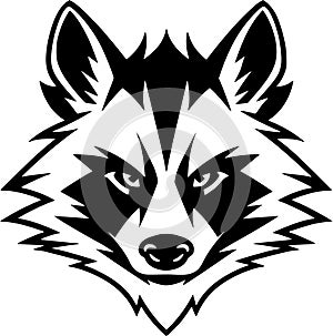 Raccoon - black and white isolated icon - vector illustration