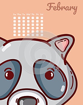 Raccoon and calendar cartoon concept