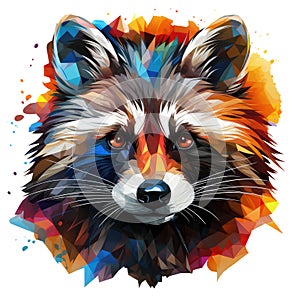 Raccoon head - polygonal rainbow art