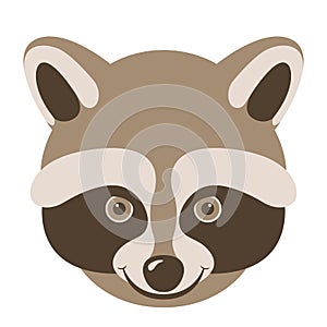 Raccoon head vector illustration style Flat