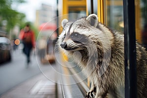 Raccoon Looking Out of Window