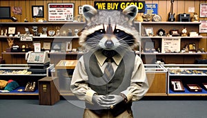 Raccoon in Pawn Shop