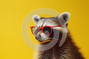 Raccoon sunglasses summer. Generate Ai