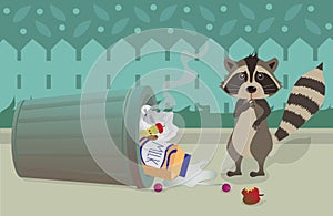 Raccoon and Trashcan