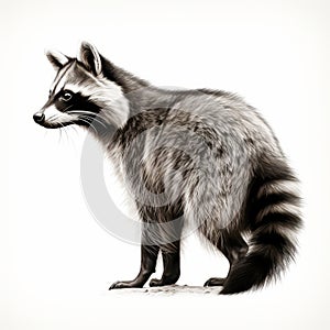 Raccoon Vector Illustration With Sketch And White Background