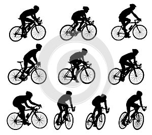 race bicyclists silhouettes