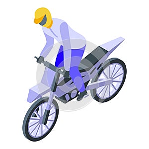 Race bike icon isometric vector. Motocross rider