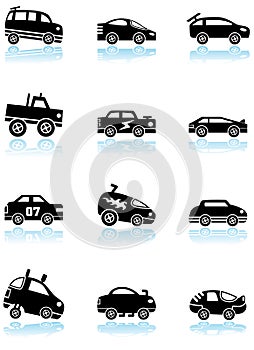 Race Car Icons - black and white
