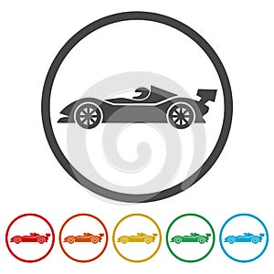 Race car icons set - Illustration