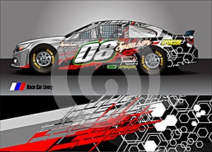 Race car livery graphic . abstract grunge background design for vehicle vinyl wrap and car branding