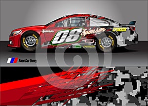 Race car livery graphic . abstract grunge background design for vehicle vinyl wrap and car branding