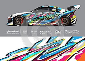 Race car livery illustration for racing stripe, vinyl car wrap and decal stickers. photo